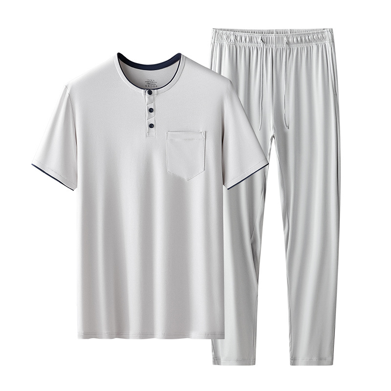 60 trajes de pijama de color sólido modal de primavera y verano de doble cara para hombre, pantalones de manga corta, ropa de hogar