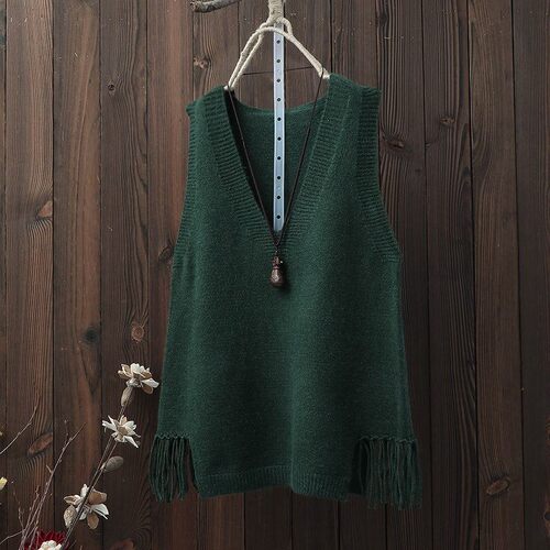 Women's Spring V-Neck Vest, Winter Short Student Knitted Sweater, Korean-Style All-Match Waistcoat