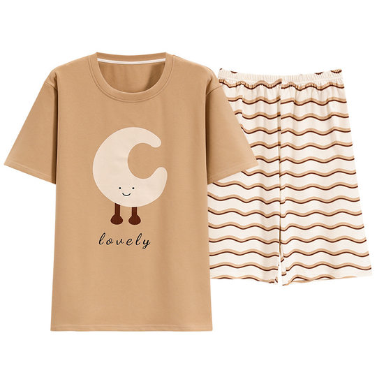 Class A antibacterial 2025 new summer cotton pajamas men can wear cartoon cotton short sleeve home clothes suit