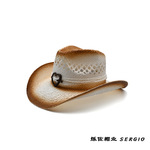 新款西部牛仔帽 巴拿马纸草帽 复古户外遮阳帽