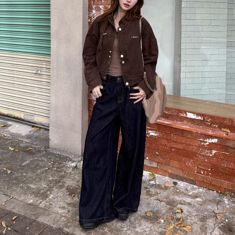 设计感美式复古工装牛仔外套女秋季新款宽松高ji感短款夹克上衣潮|undefined