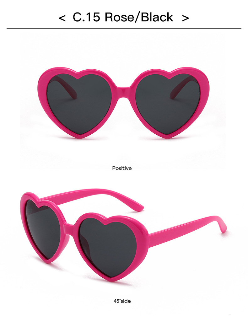 50g Weight Full Frame Glasses Structure Sunglasses Classification Ac, UV400 Protection Lens Material Special-Shaped Mirror Glasses Style Casual, Travel Occasion Heart Shape Pattern Children Unisex Gender Cute, Sweet Style Grey, White Color Cute Sweet Heart Shape Ac UV400 Protection Special-Shaped Mirror Full Frame Kids Sunglasses 16