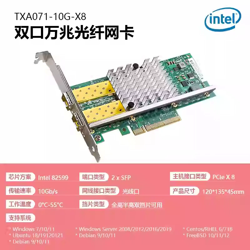 DIEWU 82599 одиночная/двойная портовая сетевая карта платформа - линия PCIE один порт SFP+10,000-размерная оптоволоконная сетевая карта сервера