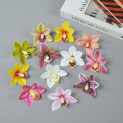 模擬フィルムシンビジウム蘭の花 diy 手作りフラワーアレンジメントエスニック頭飾りヘアピン花生産学士帽子装飾シルクフラワー