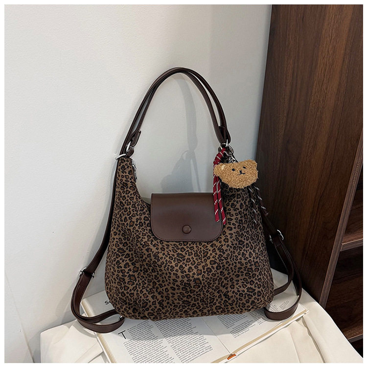 Túi xách nữ đeo vai cỡ lớn , túi xách tay đi làm chất liệu nhung nhung mềm — Bông tuyết nâu Leopard, Quân xanh da báo điện màu, Quân đội xanh, màu cà phê chi tiết 12