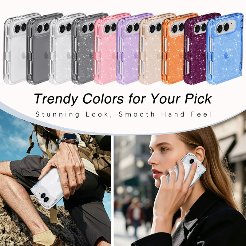 The New iPhone Duo Terminator Glitter Folding Phone Case Is Suitable for Apple Duo Transparent Two-In-One Hard Case