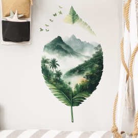 树叶剪影背景可移除墙贴画PVC防水橱窗美丽风景墙贴画 34209-叶林
