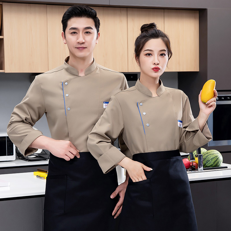 Hotel restaurant chef work clothes long-sleeved men's and women's autumn and winter clothes cooking baking Western chef workwear restaurant chef clothes