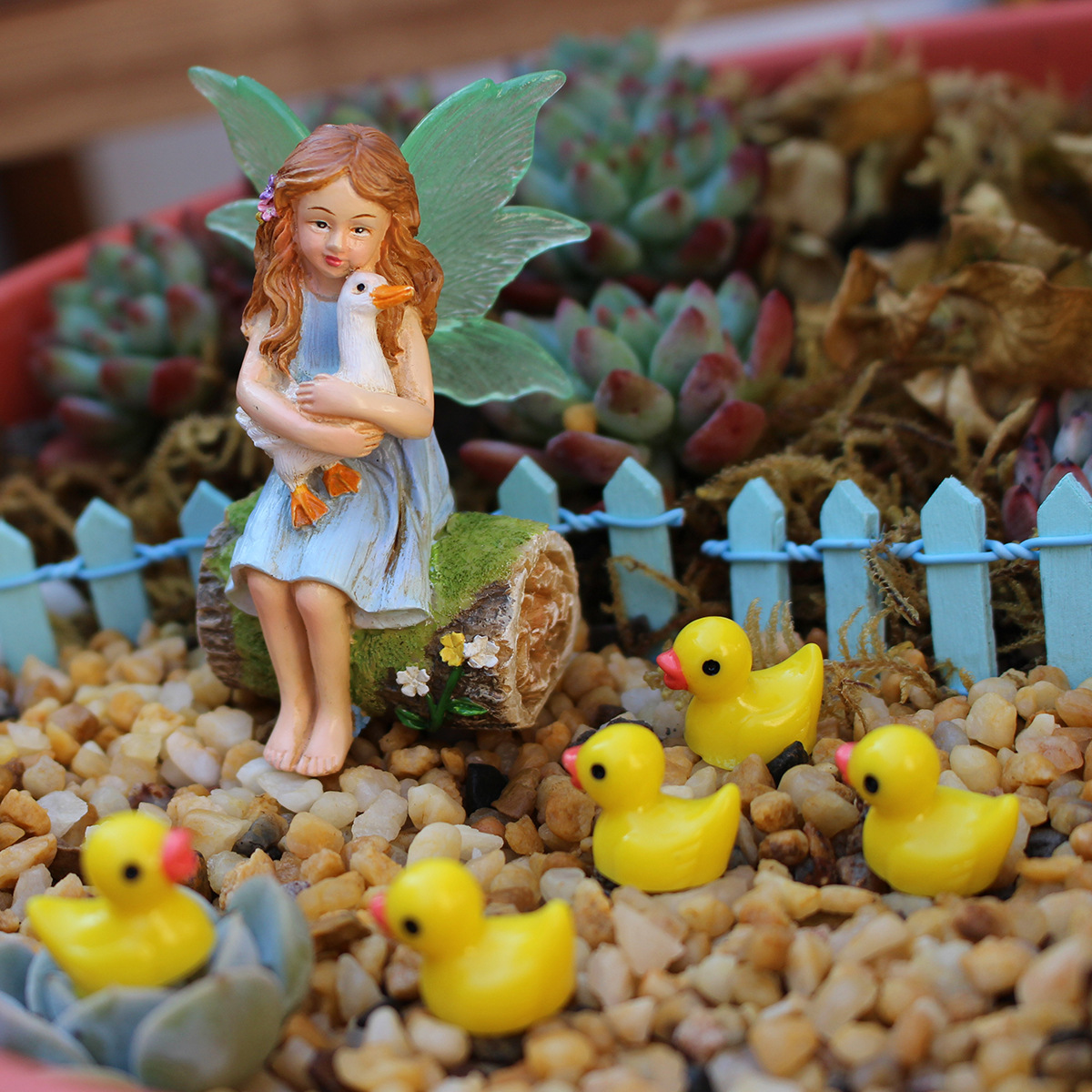 Creative courtyard balcony gardening luminous fairy decoration gift home simulation resin duck decoration ornaments