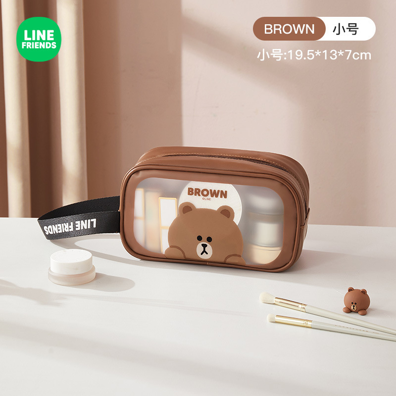 LINE FRIENDS乾湿分離洗面バッグ旅行携帯収納バッグ透明水泳風呂化粧バッグ|undefined