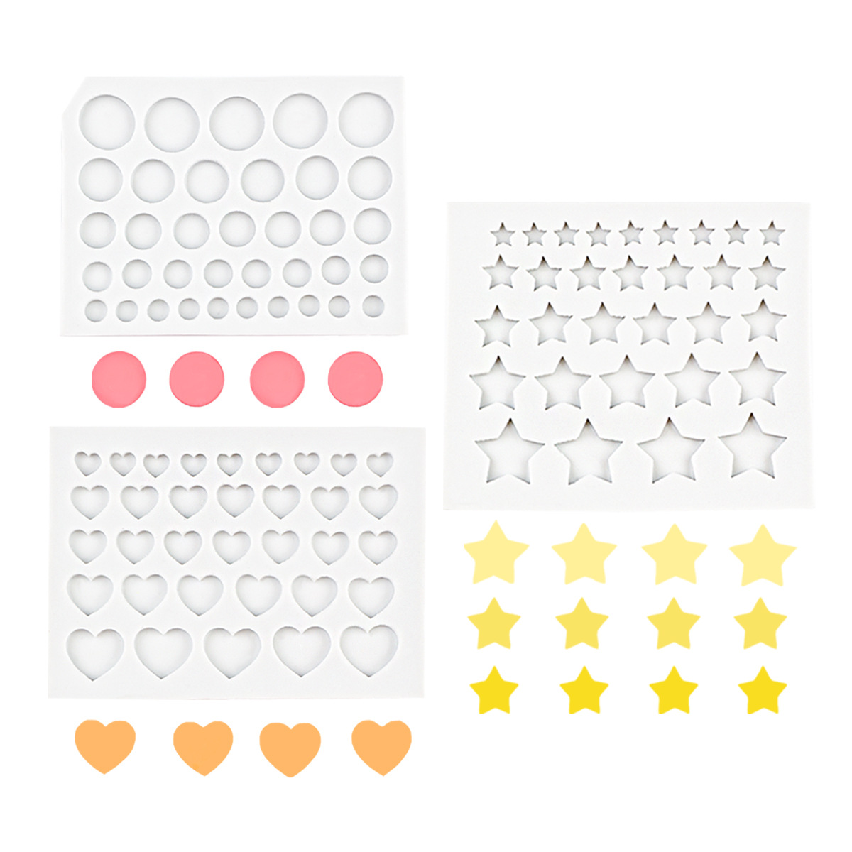 Amor redondo estrella de cinco puntas molde de silicona decoración de pastel triángulo pequeño chocolate fondant molde de borde