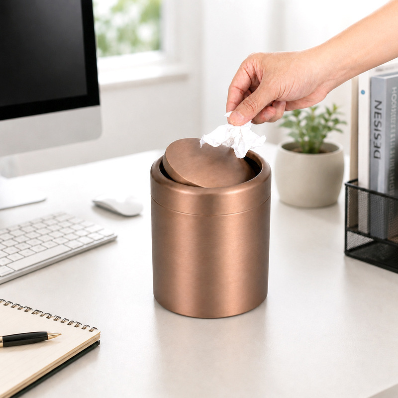 304 Stainless Steel Desktop Trash Can Metal Bathroom Office Countertop Small Mini Trash Can with Lid Wastebasket 304 Stainless Steel Desktop Trash Can Metal Bathroom Office Countertop Small Mini Trash Can with Lid Wastebasket