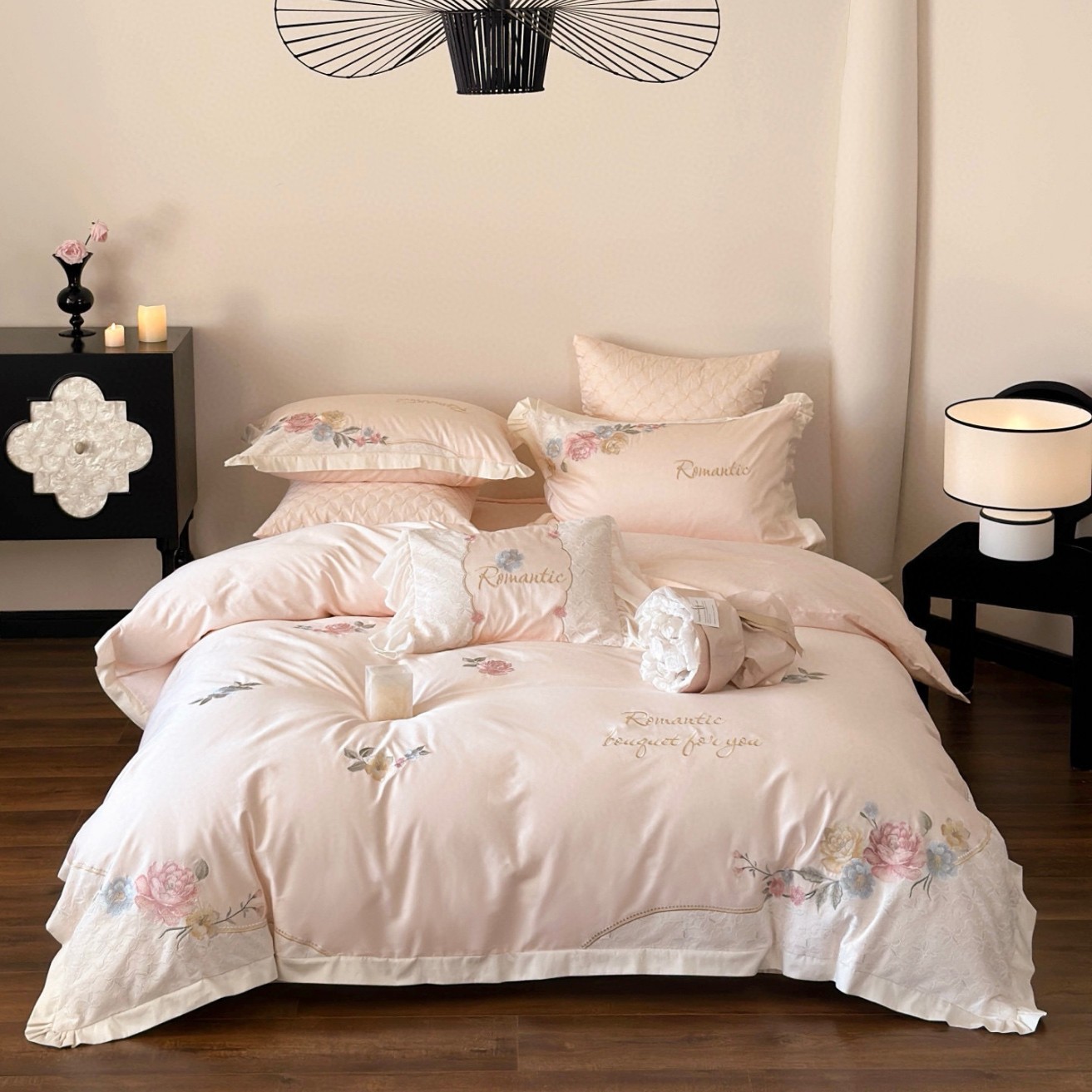 1 American French Pastoral Flower Embroidered Bedding Bedding High-grade Australian Cotton Cotton Long-staple Cotton Four-piece Set Cotton