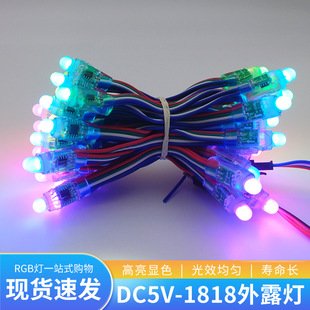 12mm灌胶防水LED全彩外露灯串5V1818穿孔发光字像素灯圣诞装饰亮-阿里巴巴