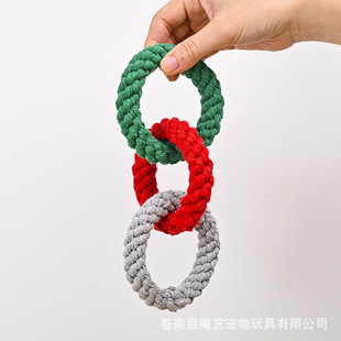 Hand-woven three-ring hanging cotton rope toy honey bag shrew toy pet cat toy source factory wholesale