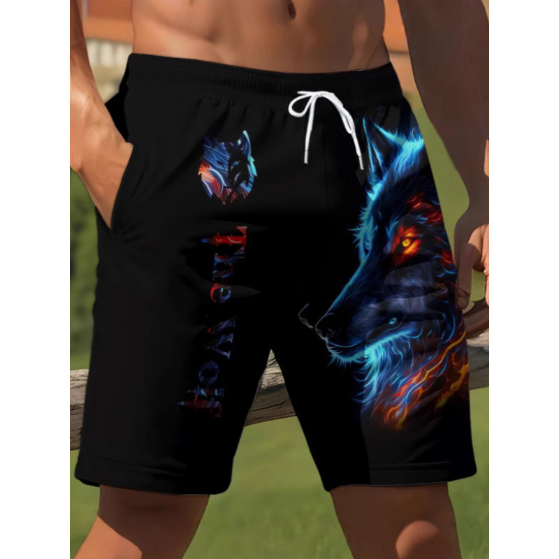2025 Summer European and American Beach Swimming and Resort Essential Fashion Printed Men's Bold Shorts