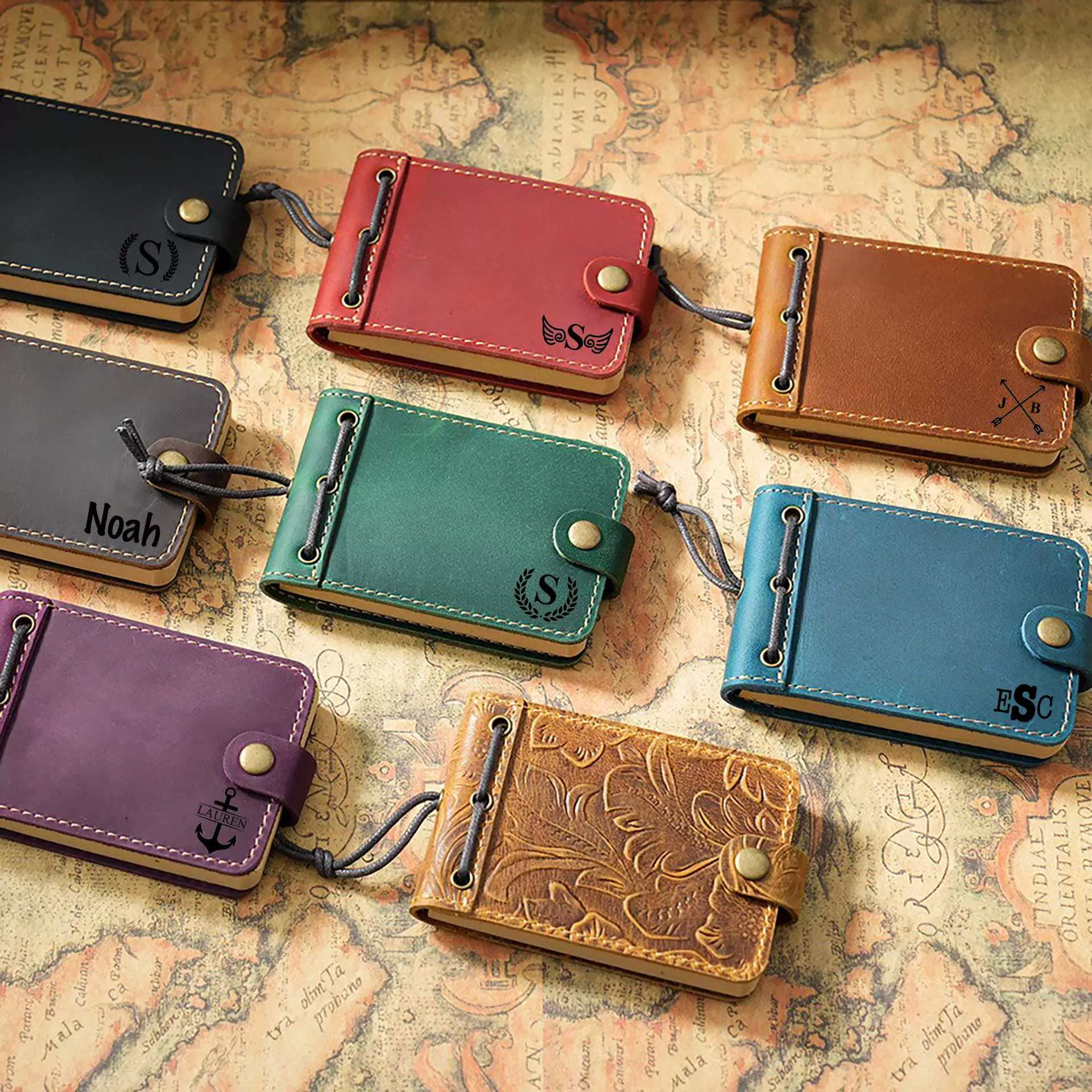 定制免费激光雕刻随身真牛皮笔记本迷你工作电话本记录本便携口袋