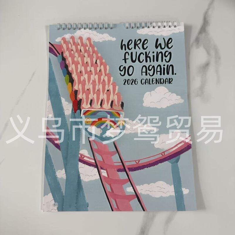 2026年跨境TEMU亚马逊外贸英文歌词猫咪女性桌面日历挂历|undefined