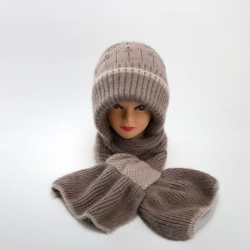 Sciarpa invernale in lana lavorata a maglia con calore integrato, sciarpa in velluto antivento, cappello antivento e antineve resistente al freddo_voghion.com