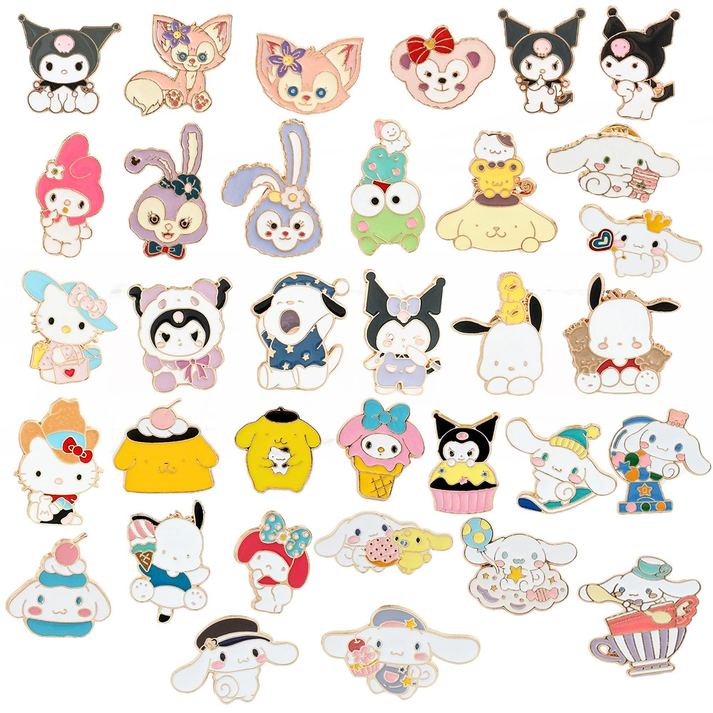 Сотни брошей Sanrio, металлическая брошь-мультфильм Kuromi нефрит корица KT кот дикий модный значок