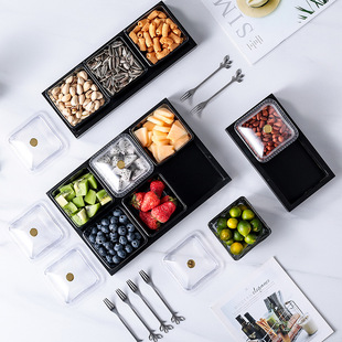 Glass Split Plate Candy Fruit Refreshment Plate Snacks Dried Fruit Snacks Snack Plate Fruit Plate with Lid Nordic Creative