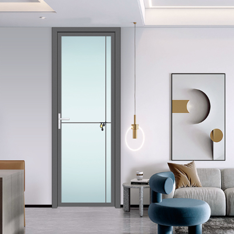 不锈钢卫生卫生间平开门合金室内钛防潮玻璃厕所玻璃门镁铝合金防