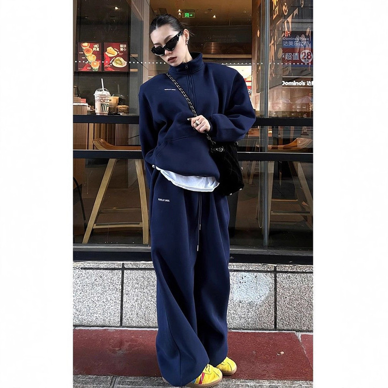 高级感运动衣服女套装秋冬季欧货休闲时尚复古宽松百搭显瘦两件套|undefined