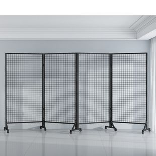 Wrought Iron Grid Folding Display Rack Kindergarten Art Area Works Calligraphy Exhibition Outdoor Vertical Mobile Storage Rack