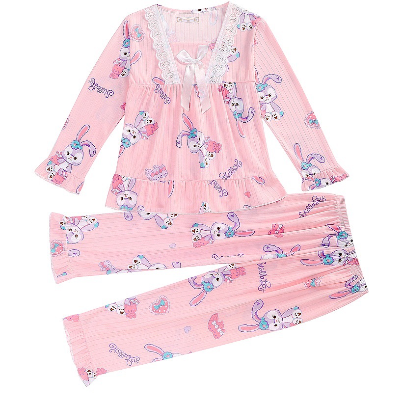 Pijamas para niños niñas de primavera y otoño traje de manga larga bebé Delgado mediano y grande niños niñas dulce dibujos animados homewear ropa exterior