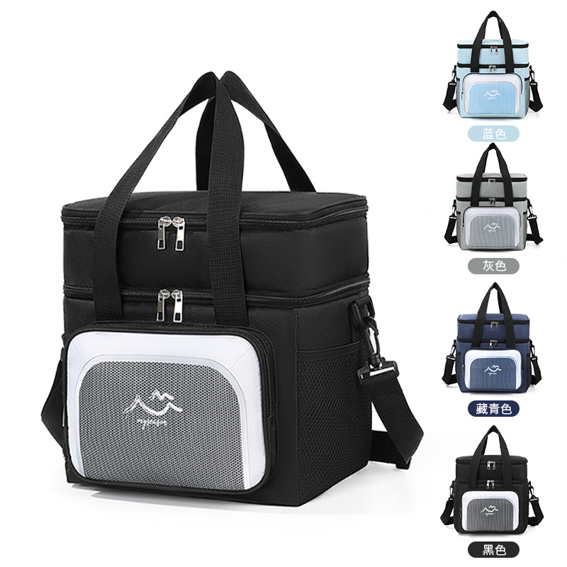 Bolsa de almuerzo de doble capa portátil bolsa de aislamiento térmico bolsa de picnic al aire libre bolsa de almuerzo transfronteriza para trabajadores de oficina con bolsa de comida