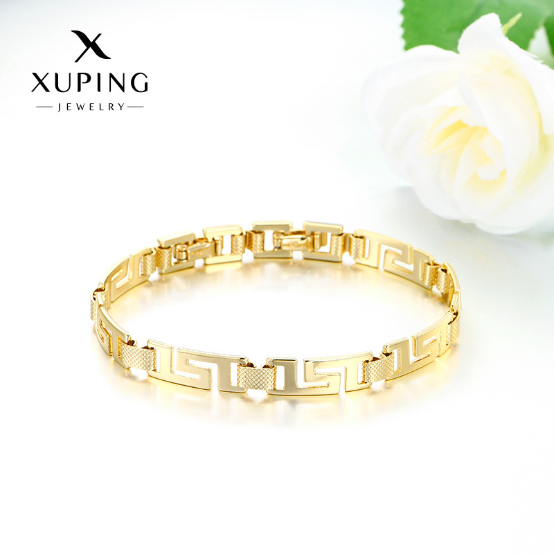 Xuping nueva aleación de cobre transfronteriza europea y americana chapada 14k pulsera de patrón de la Gran Muralla nicho de diseño de joyas personalizadas para mujeres