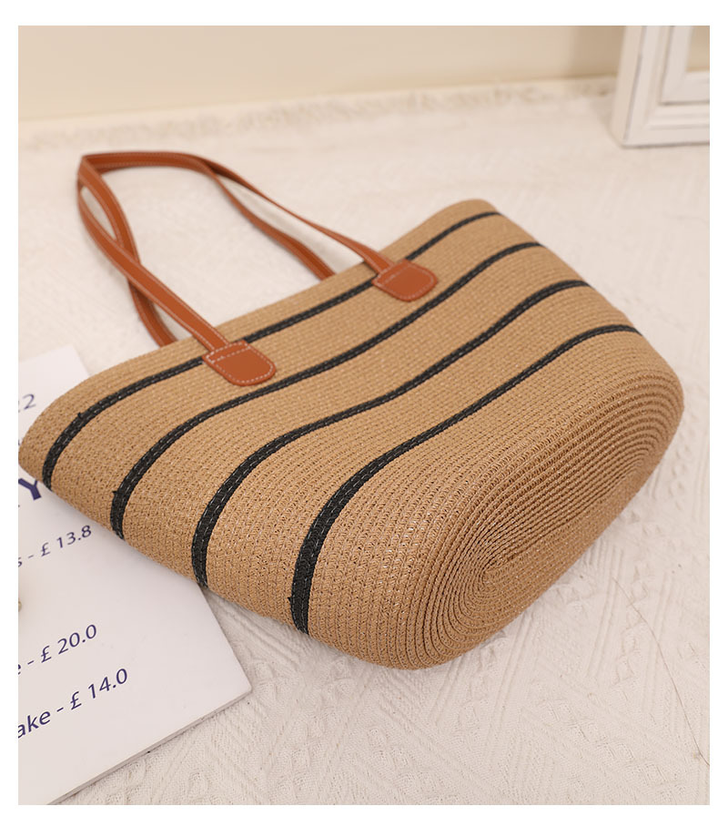 Women's Medium PVC Stripe Elegant Vintage Style Square Zipper Straw Bag display picture 7