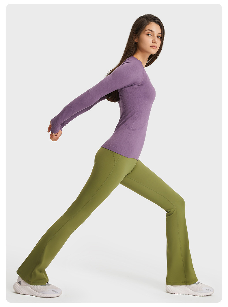 一件代发新款女士长袖圆领运动T恤 跑步健身上衣修身透气瑜伽长袖详情38