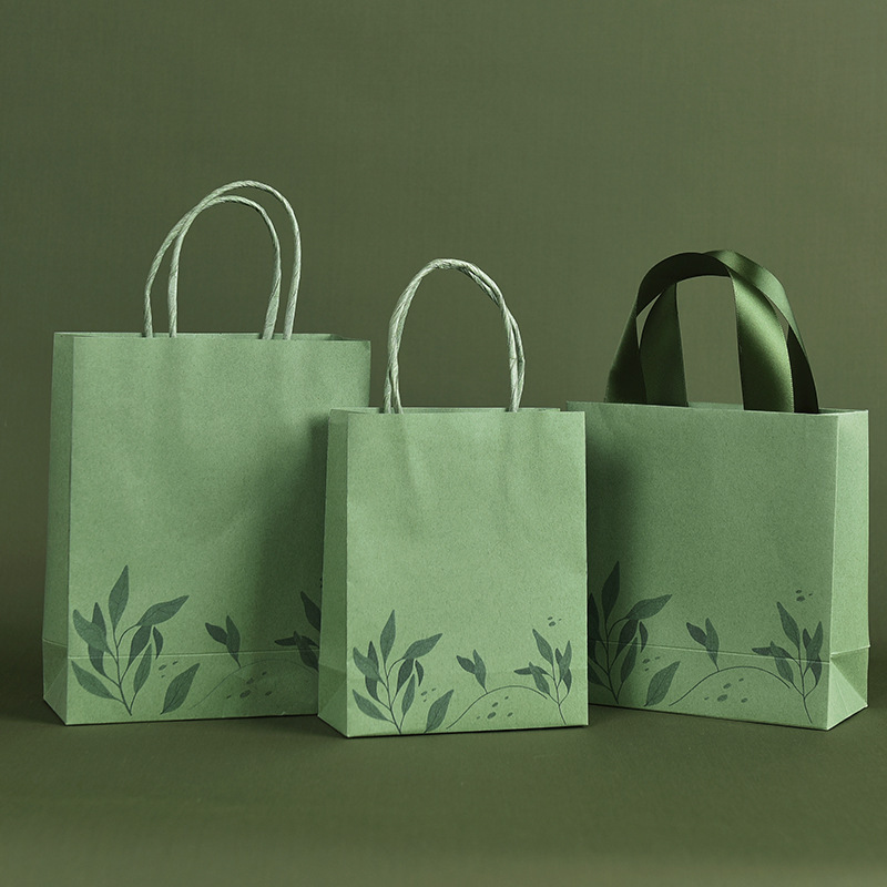 Forest-Style Green Gift Bags, Trendy Gray Personalized Gift Bags, Souvenir Tote Bags, Small Batch Gift Boxes