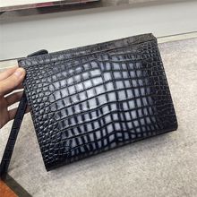 新款真皮男包手拿包鳄鱼大容量洗漱包男士手抓包时尚高端手绘手包