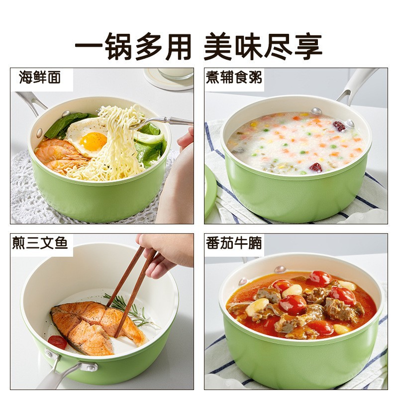 Nueva olla pequeña color verde aguacate, olla para suplementos alimenticios específicos para bebés, olla todo en uno para cocinar y guisar, olla para sopa, apta para todo tipo de estufas, disponible para dropshipping.