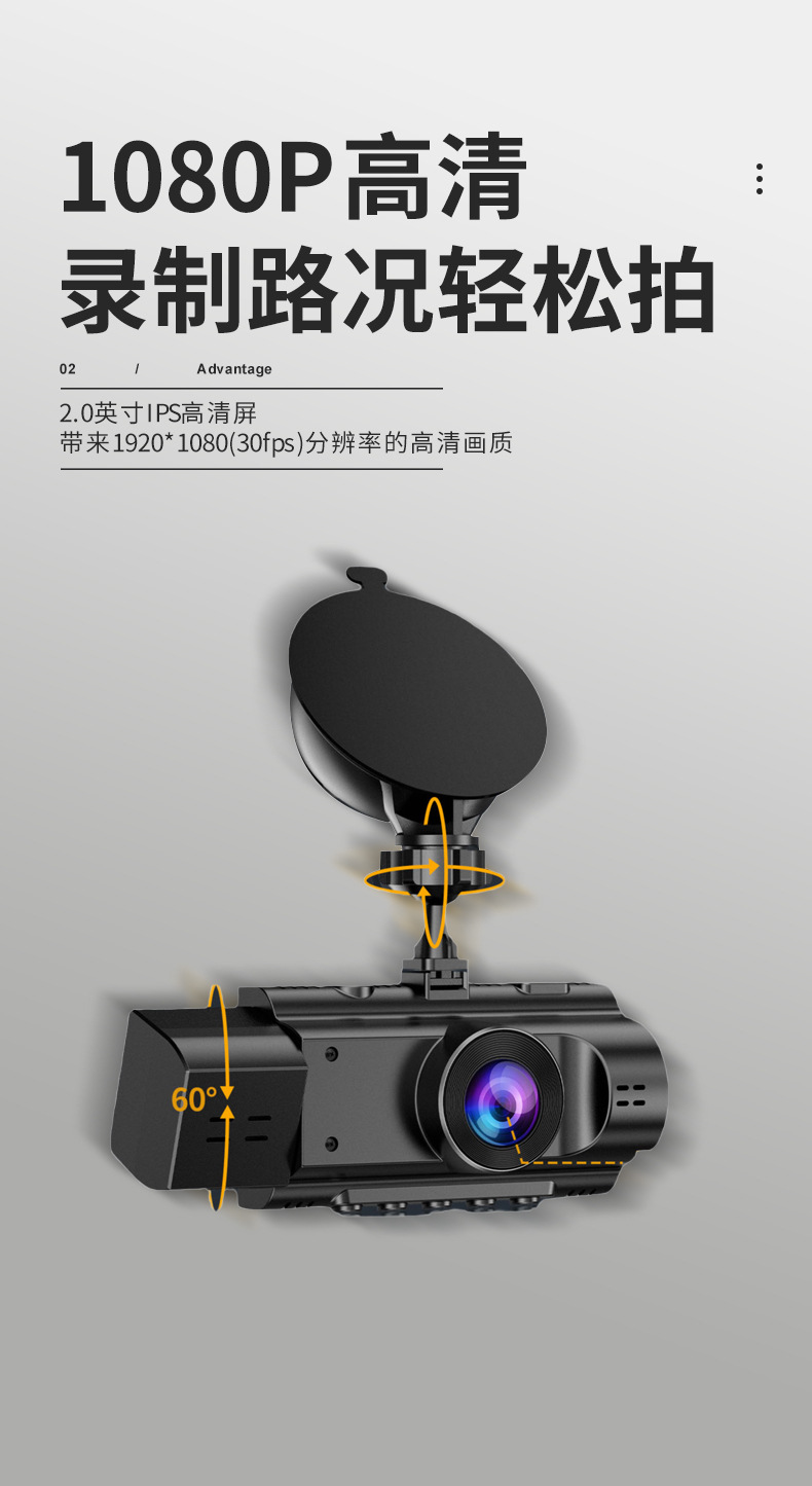 HD Dash Cam Front and Inside/Outside Dual Recording Parking IR Night Vision