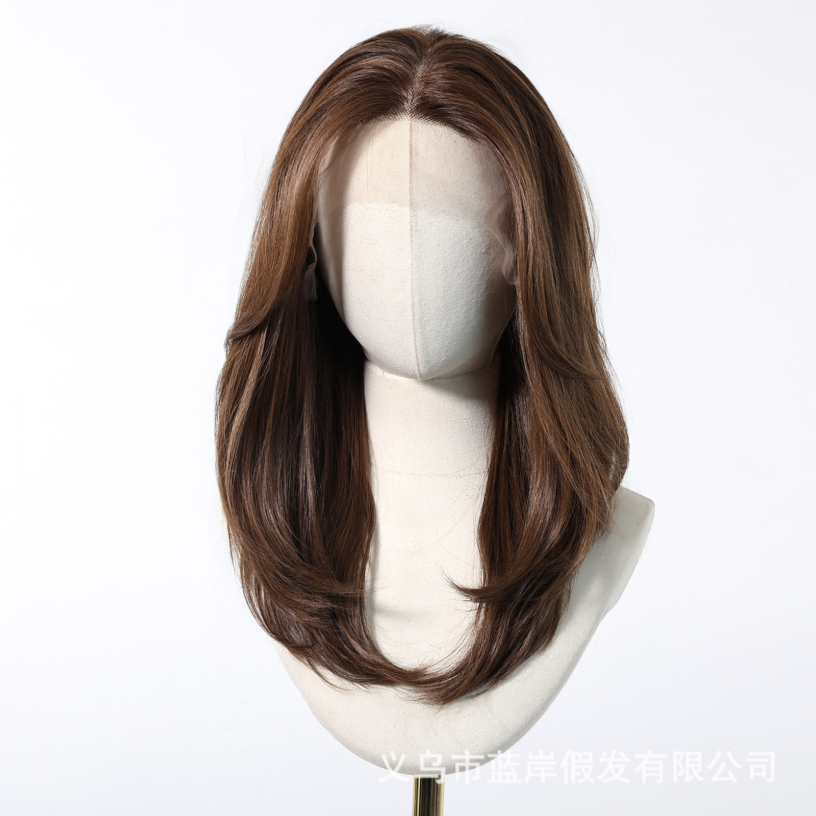 Nueva peluca de encaje de área grande para mujer 13*6 flequillo largo de ocho caracteres marrón oscuro rizo de cola de cabello conjunto completo stock de fábrica