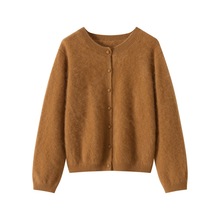 拉绒系列~某樟某度大牌同款100%纯山羊绒包扣针织开衫拉毛外套女