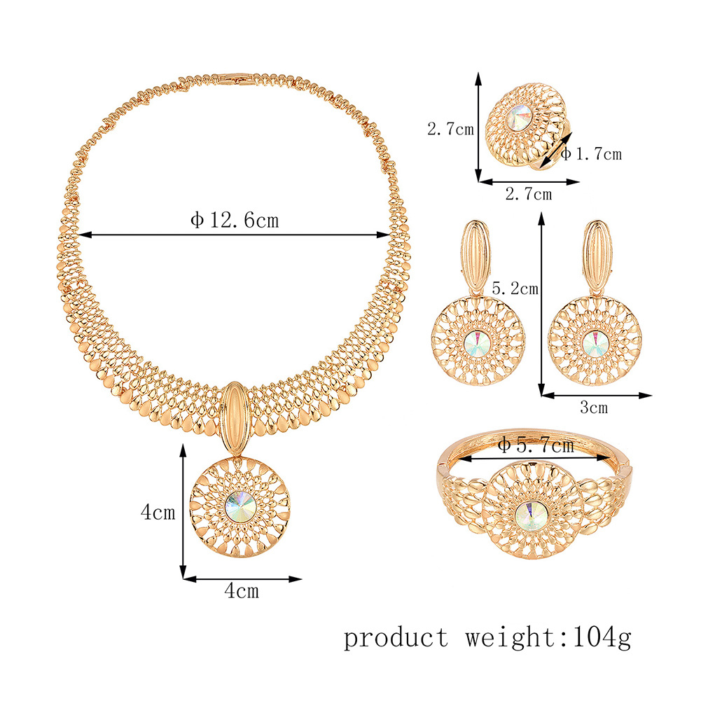 New Fashion Simple Alloy First Necklace And Earrings Four-piece Bridal Wedding Jewelry Set display picture 1