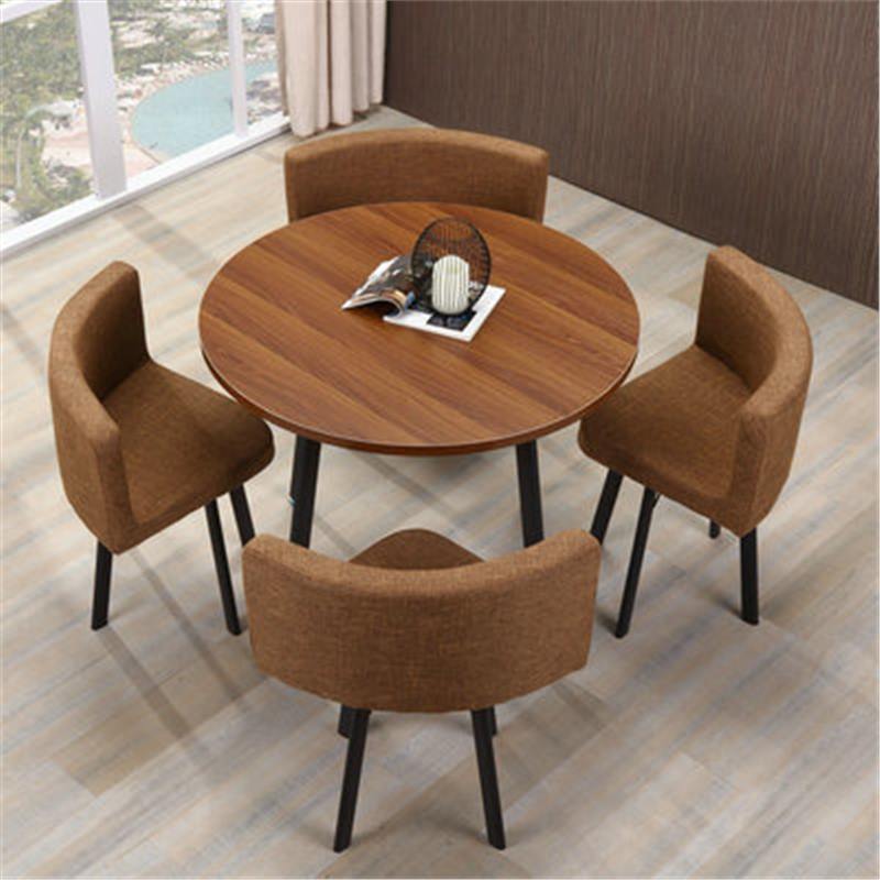 유백색 라운드 다크 브라운 천 의자