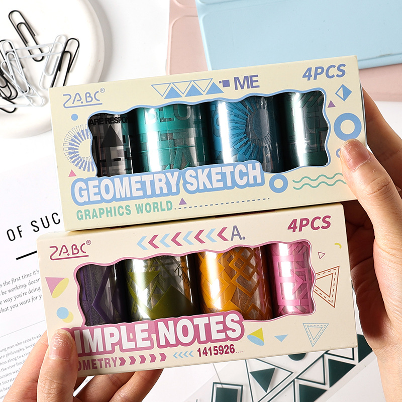 Geometría Yingmeng Cinta de pet transparente a prueba de agua Juego de cajas Pegatinas de diario de bricolaje Cinta simple transfronteriza en inglés
