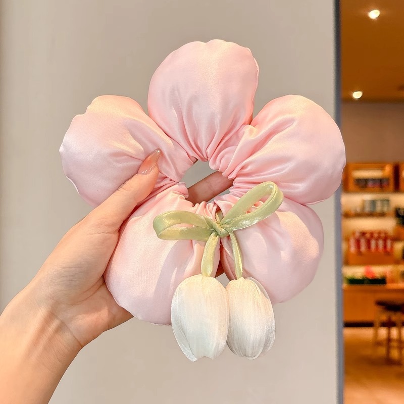 Tulip Flower End Hairy Circle para el cabello en la parte posterior de la cabeza de los niños Accesorios para el cabello para niñas que no dañen el cabello Cuerda para el cabello de alta elasticidad Tocado de cuerda para la cabeza
