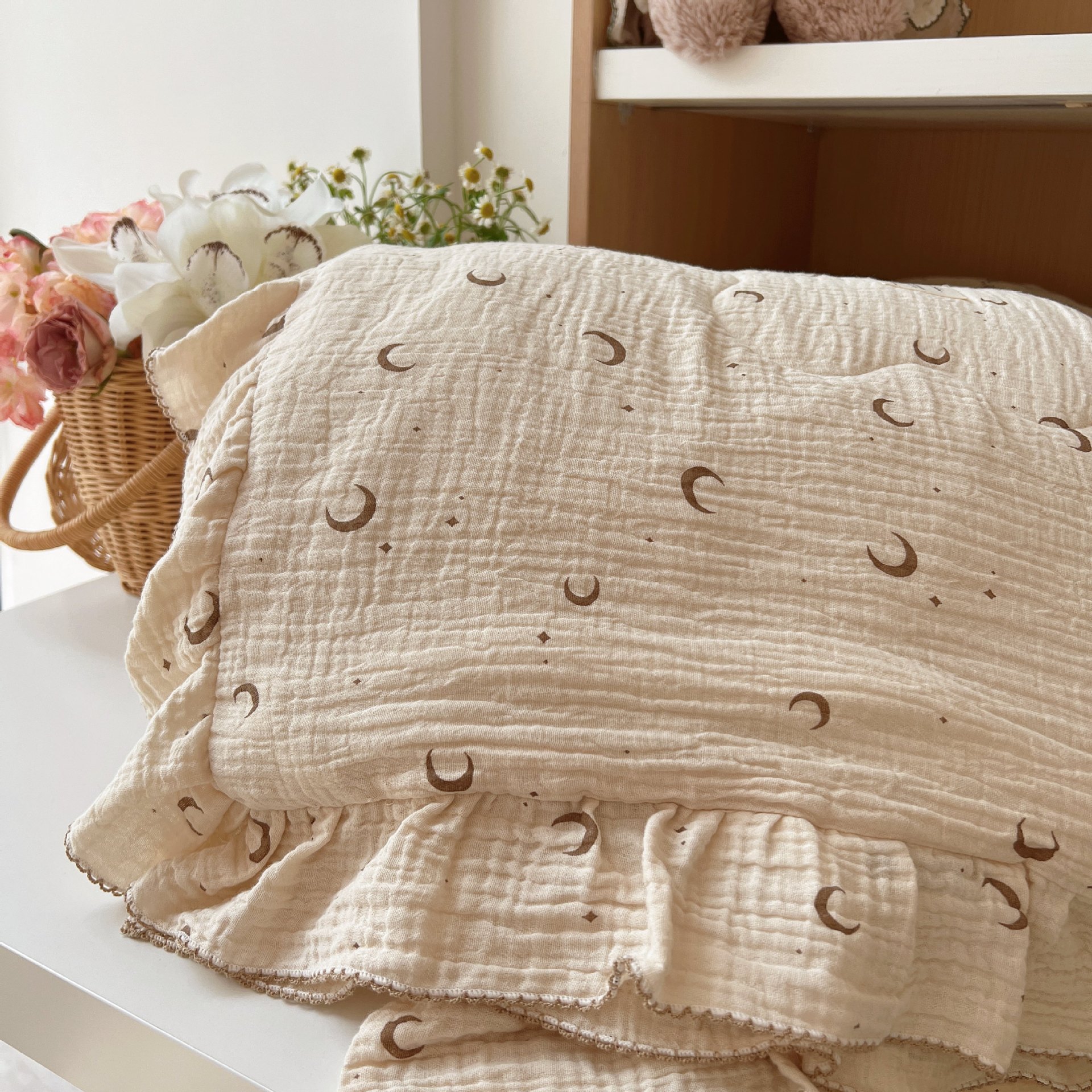 Cotton Wrinkled Gauze Class A Summer Thin Skin-friendly Soft Double-layer Yarn Korean Style Instagram Style Summer Quilt Washable