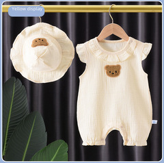 Baby Hairy A Class Cotton Onesie Newborn Clothes Baby Clothing Pure Cotton Girls Crawling Suit Cute Hat 