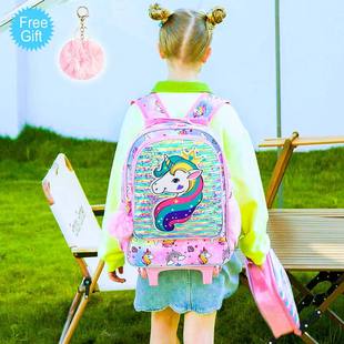 Manufacturer 2025 New Primary School Student Trolley Schoolbag 3~6 Grade Kidsren's Cartoon Three-Piece Backpack Set in Stock