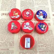 跨境新款圣诞节单孔塑料圆形卷笔刀削笔器手动转笔刀简单便携削笔