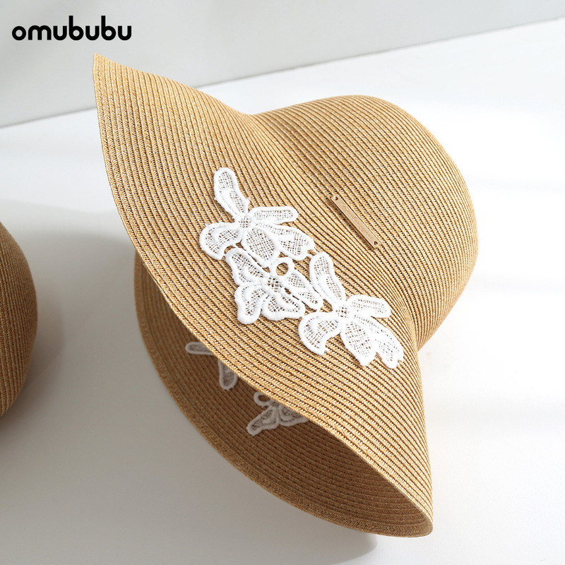 Export Japan Lace Butterfly Flower Fisherman Hat Women Summer Sunscreen Straw Hat Seaside Holiday Beach Hat Basin Hat