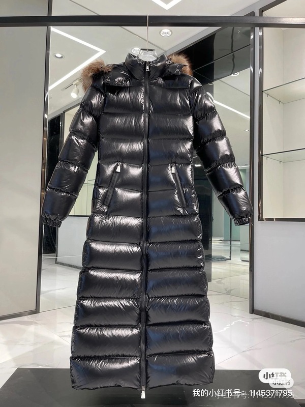 蒙口正确版M家狐狸毛领腰部配松紧腰带女式长款羽绒服原版鹅绒服|undefined