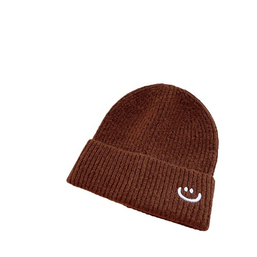 Baby smile knitting hat cream color series baby autumn winter Korean toddler baby rolled edge warm knitting hat cold hat